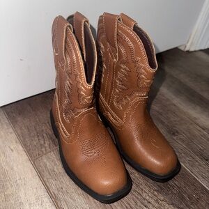 Cowboy Unisex Brown Western Square Toe Riding Mid Calf Boots Toddler Baby 7 EUC